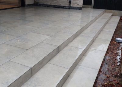 Porcelain mitred steps terrace